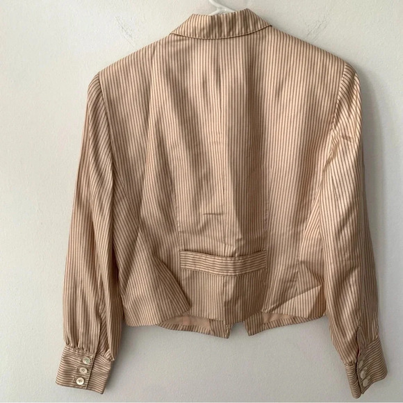 Vintage Jones New York Pink Peach Striped Silk Fitted Blazer Jacket Top - Picture 4 of 5